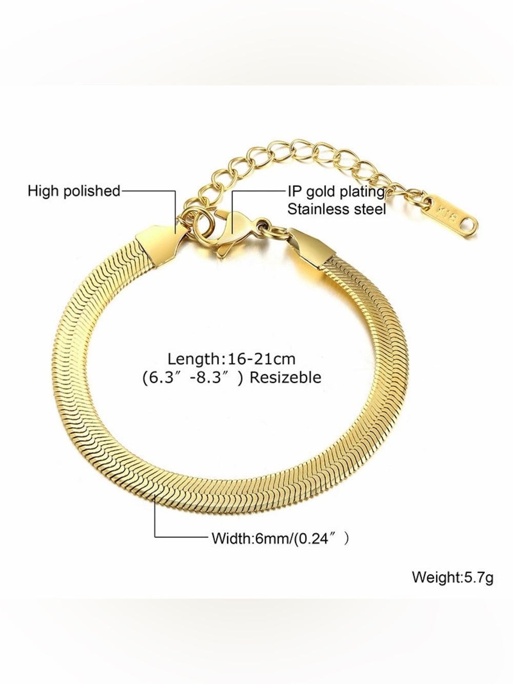 Gold Herringbone Chain Bracelet - Women Jewelry